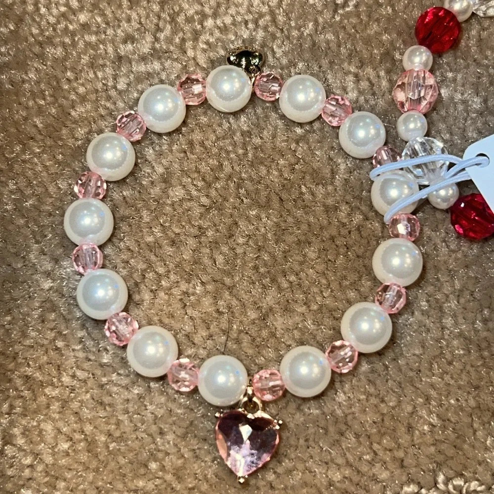 NWT J. Crew Kids 2 Beaded Valentine Bracelets, OS